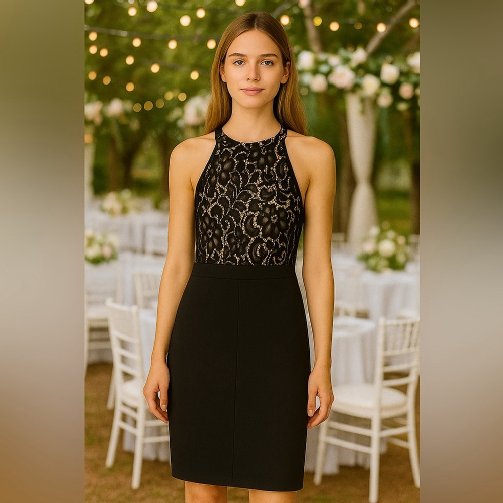 2 for $20! Enfocus Studio Black and White Lace Midi Dress
